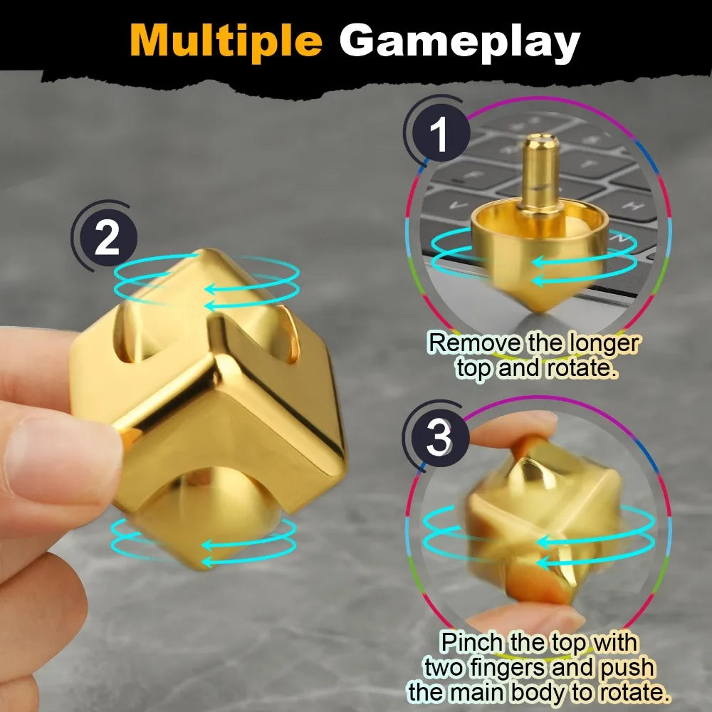 Alloy Cube Spinner Fingertip Gyroscope Fidget anti Stress Toys Adult Office Home Travel Portable Stress Relief Toys Xmas Gifts