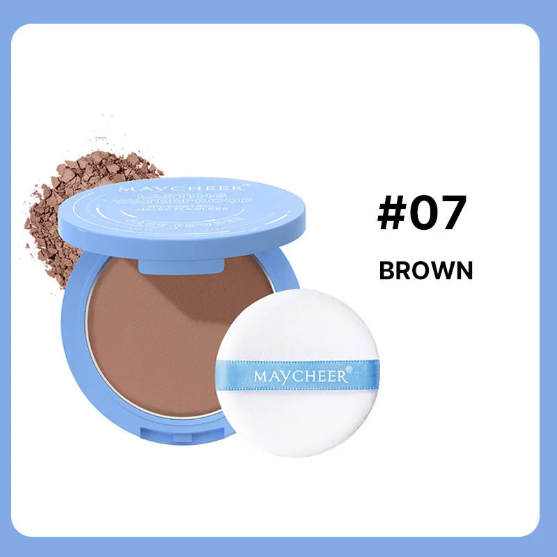 MAYCHEER Oil Control Matte Face Powder Long Lasting Setting Face Makeup with Mirror Pressed Powder