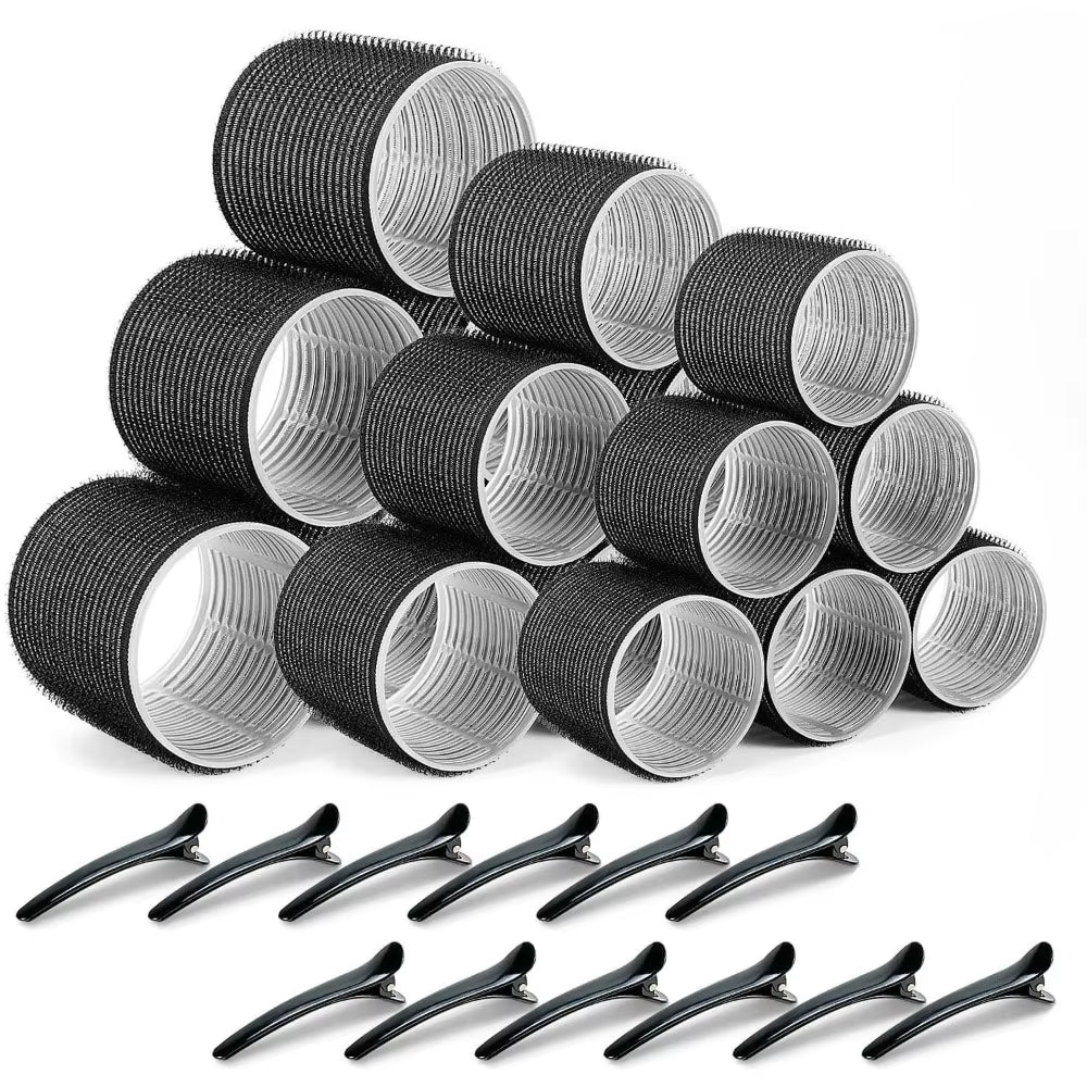 30Pcs Heatless Hair Styling Kit Self-Grip Rollers 18Pcs Hair Rollers & 12Pcs Clips DIY Easy to Use Hair Care Beauty Tools