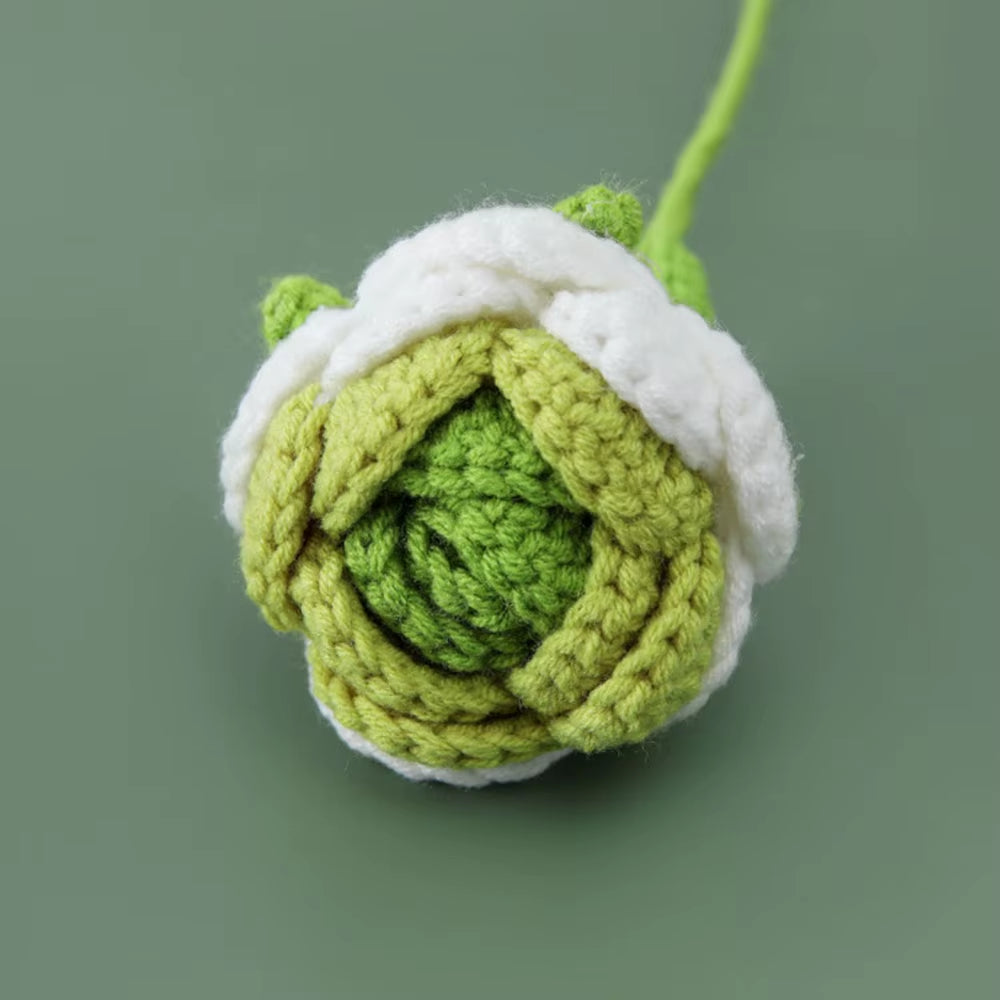Hand Woven Roses Tulip Simulation Flower Preparation Handmade Flower Diy Wool Knitting Homemade Crochet Bouquet Finished Product