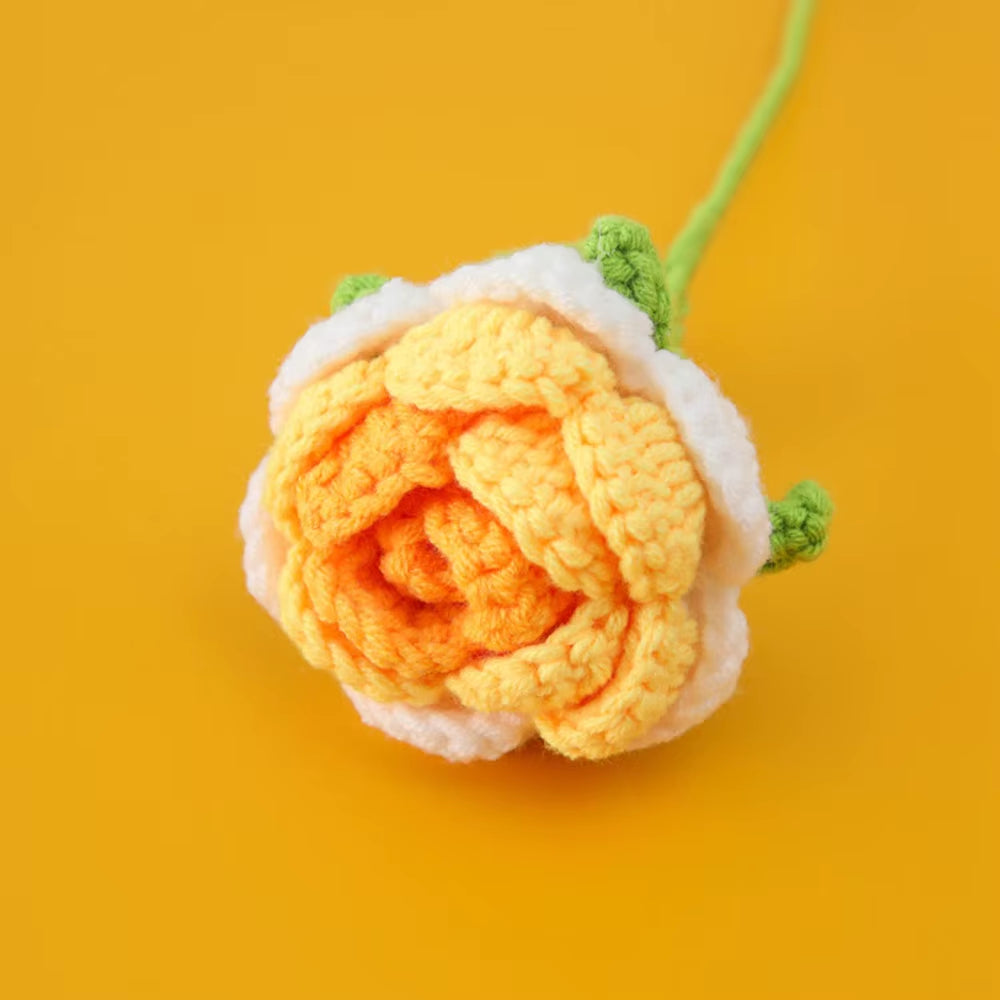 Hand Woven Roses Tulip Simulation Flower Preparation Handmade Flower Diy Wool Knitting Homemade Crochet Bouquet Finished Product