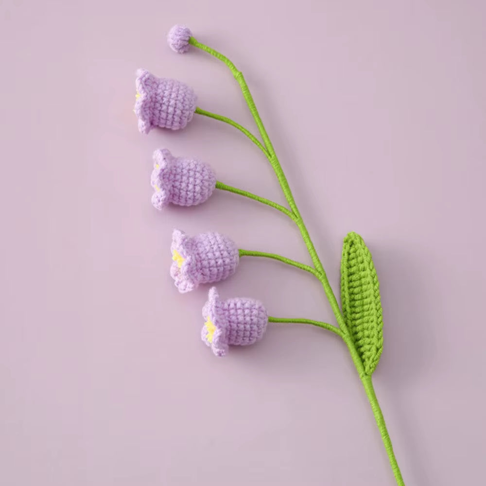 Hand Woven Roses Tulip Simulation Flower Preparation Handmade Flower Diy Wool Knitting Homemade Crochet Bouquet Finished Product