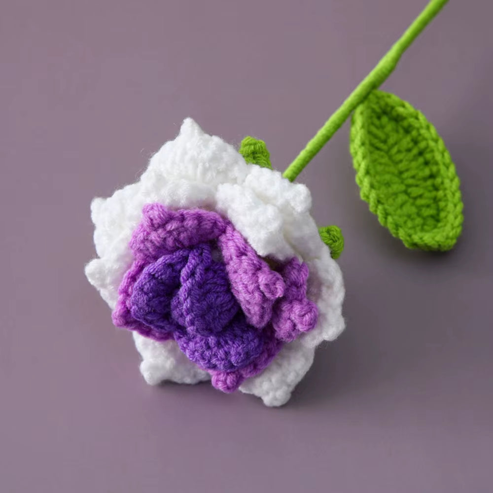 Hand Woven Roses Tulip Simulation Flower Preparation Handmade Flower Diy Wool Knitting Homemade Crochet Bouquet Finished Product