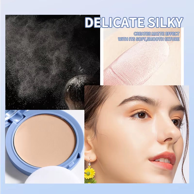 MAYCHEER Oil Control Matte Face Powder Long Lasting Setting Face Makeup with Mirror Pressed Powder
