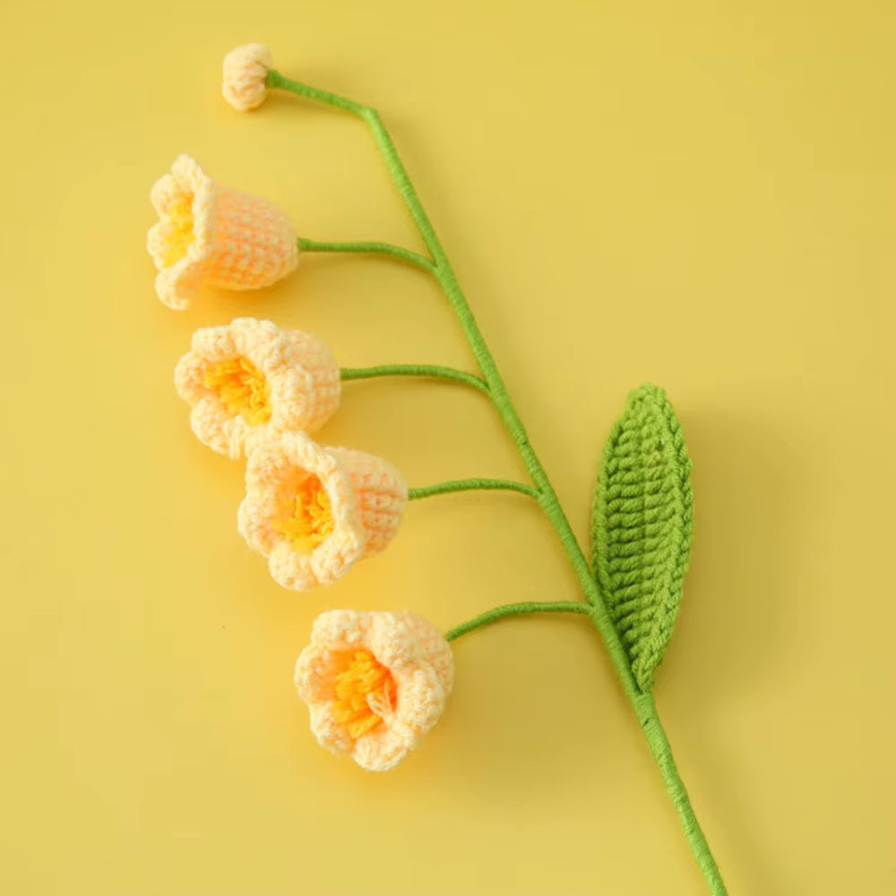 Hand Woven Roses Tulip Simulation Flower Preparation Handmade Flower Diy Wool Knitting Homemade Crochet Bouquet Finished Product