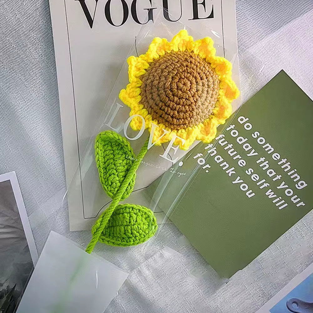 Hand Woven Roses Tulip Simulation Flower Preparation Handmade Flower Diy Wool Knitting Homemade Crochet Bouquet Finished Product