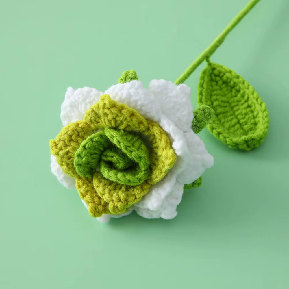 Hand Woven Roses Tulip Simulation Flower Preparation Handmade Flower Diy Wool Knitting Homemade Crochet Bouquet Finished Product