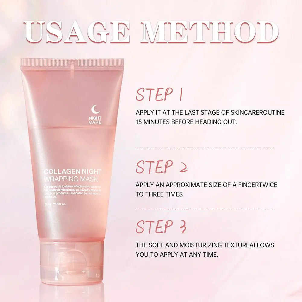 75ML Collagen Peel-Off Mask Moisturizing Firming Night Wrapping Mask Gel Face Deep Cleansing Mask Wrinkle Repair Skin Care