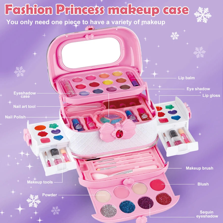 Kids Washable Makeup Girl Toys - Kids Makeup Kit for Girl, Real Make up Set, Little Girls Makeup Kit for Toddler Kid Children Pr