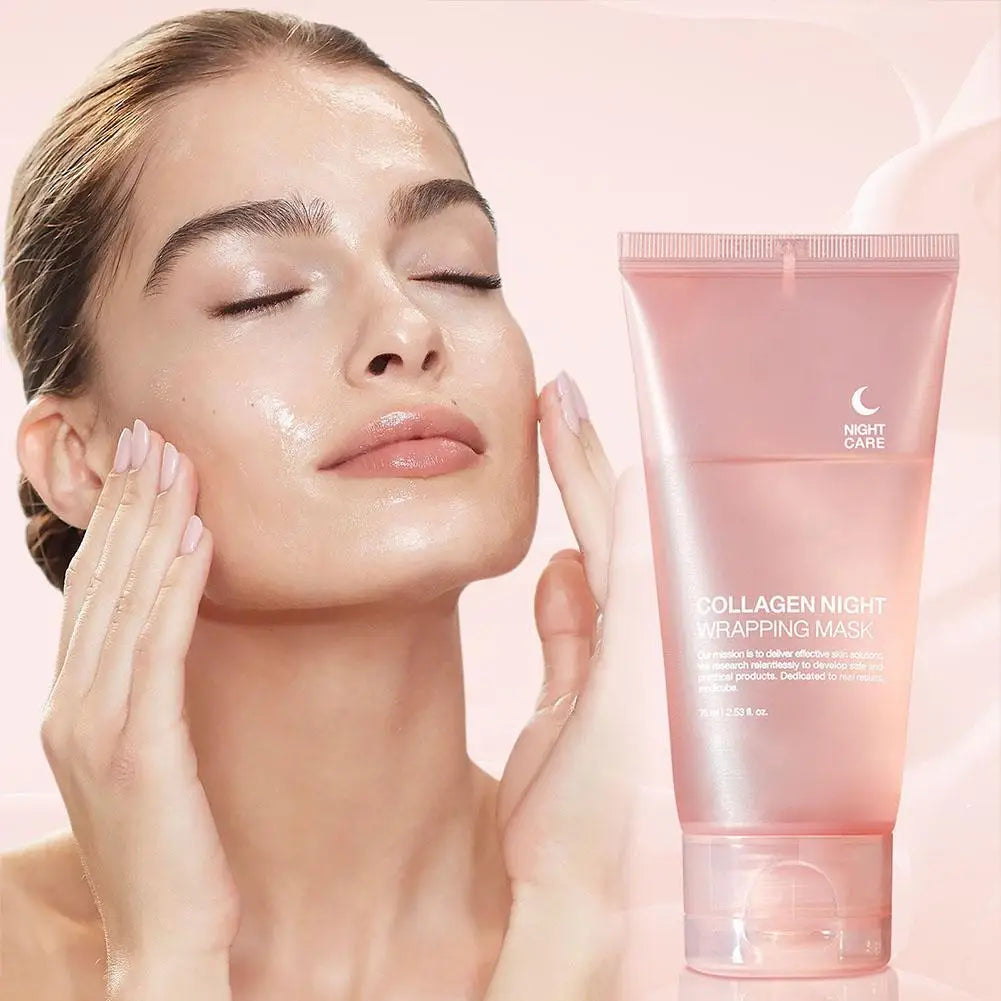 75ML Collagen Peel-Off Mask Moisturizing Firming Night Wrapping Mask Gel Face Deep Cleansing Mask Wrinkle Repair Skin Care