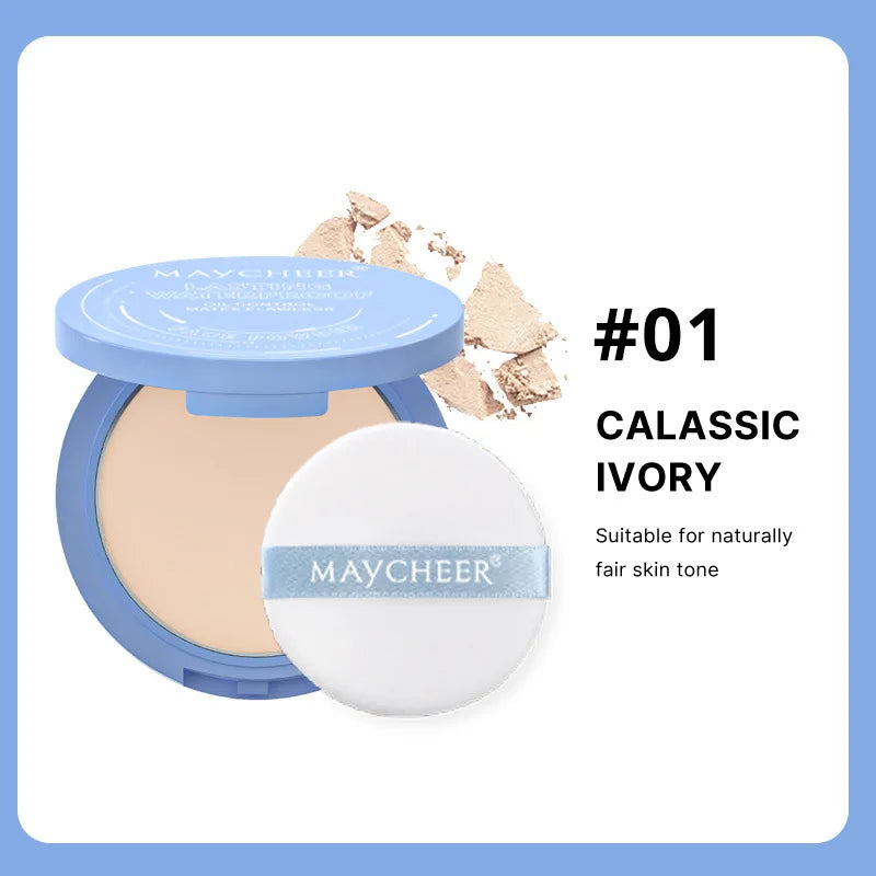 MAYCHEER Oil Control Matte Face Powder Long Lasting Setting Face Makeup with Mirror Pressed Powder