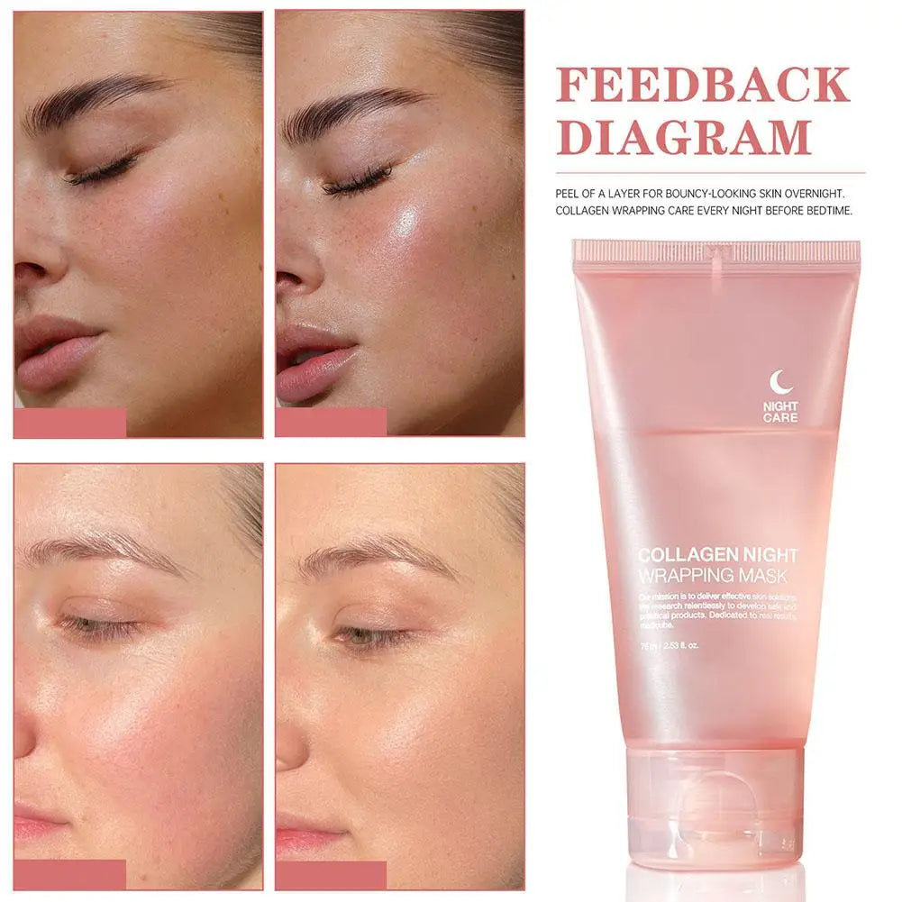 75ML Collagen Peel-Off Mask Moisturizing Firming Night Wrapping Mask Gel Face Deep Cleansing Mask Wrinkle Repair Skin Care