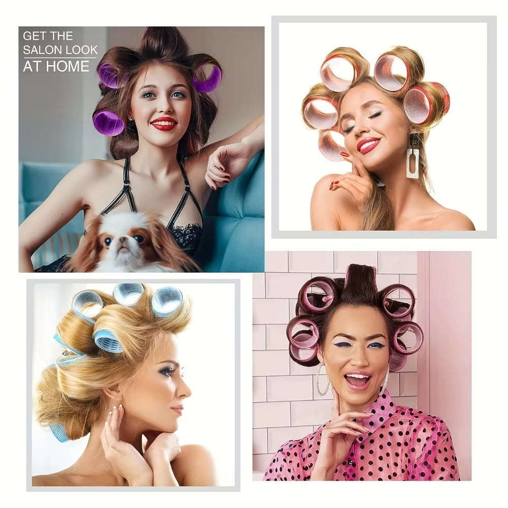 30Pcs Heatless Hair Styling Kit Self-Grip Rollers 18Pcs Hair Rollers & 12Pcs Clips DIY Easy to Use Hair Care Beauty Tools