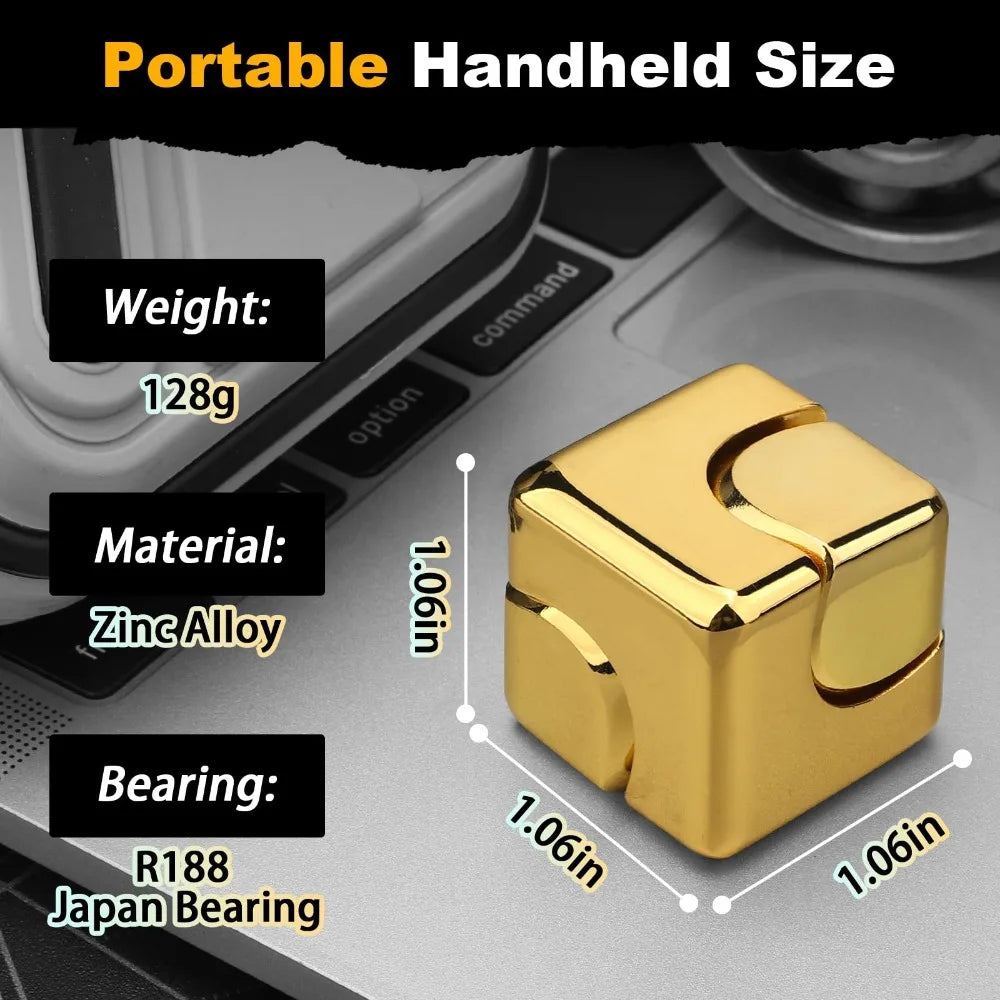 Alloy Cube Spinner Fingertip Gyroscope Fidget anti Stress Toys Adult Office Home Travel Portable Stress Relief Toys Xmas Gifts