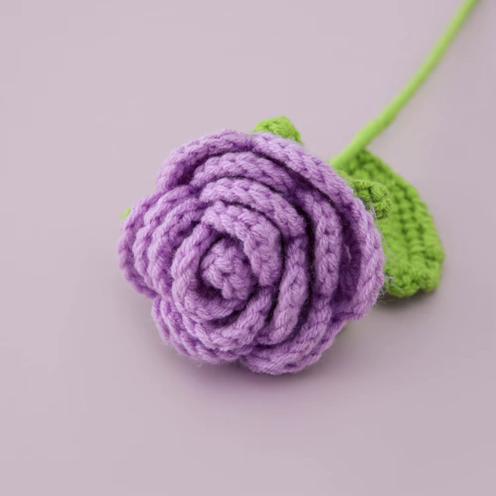 Hand Woven Roses Tulip Simulation Flower Preparation Handmade Flower Diy Wool Knitting Homemade Crochet Bouquet Finished Product