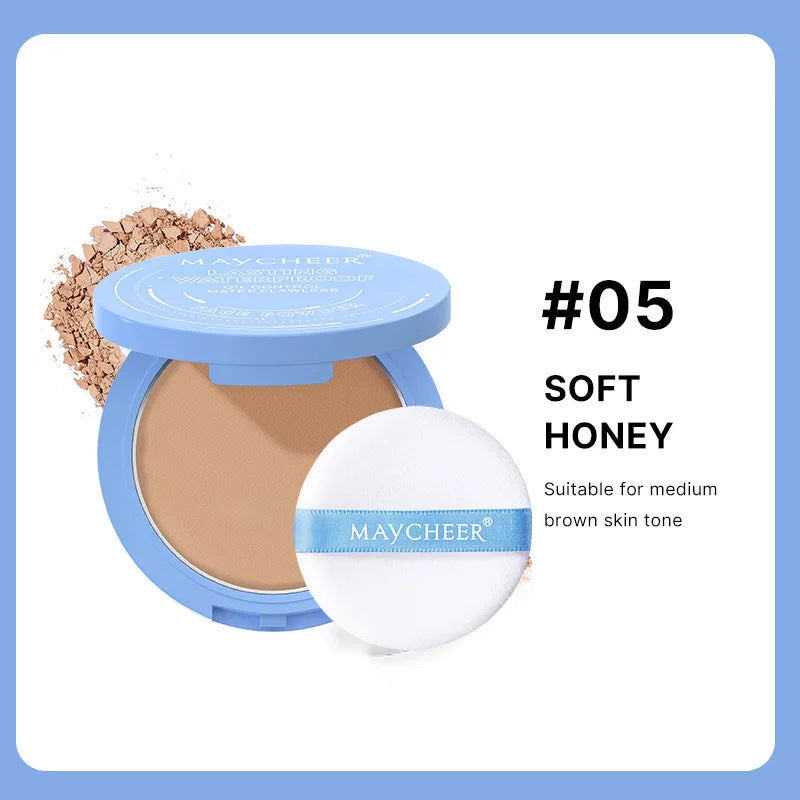 MAYCHEER Oil Control Matte Face Powder Long Lasting Setting Face Makeup with Mirror Pressed Powder