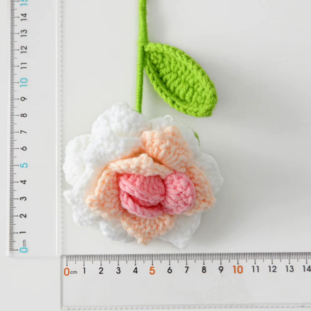 Hand Woven Roses Tulip Simulation Flower Preparation Handmade Flower Diy Wool Knitting Homemade Crochet Bouquet Finished Product