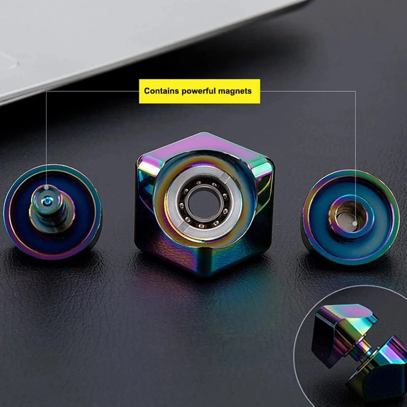 Alloy Cube Spinner Fingertip Gyroscope Fidget anti Stress Toys Adult Office Home Travel Portable Stress Relief Toys Xmas Gifts