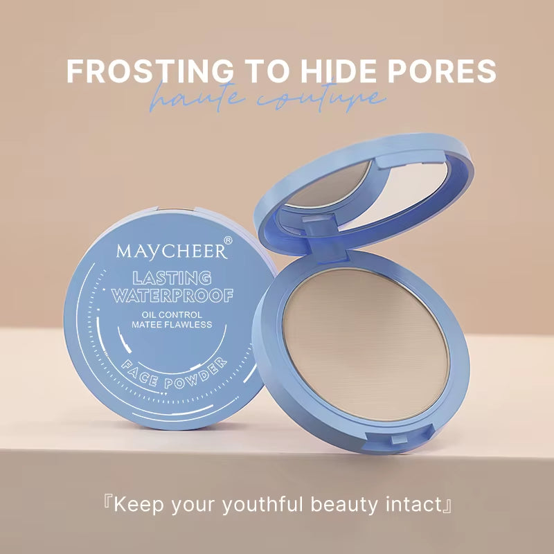 MAYCHEER Oil Control Matte Face Powder Long Lasting Setting Face Makeup with Mirror Pressed Powder