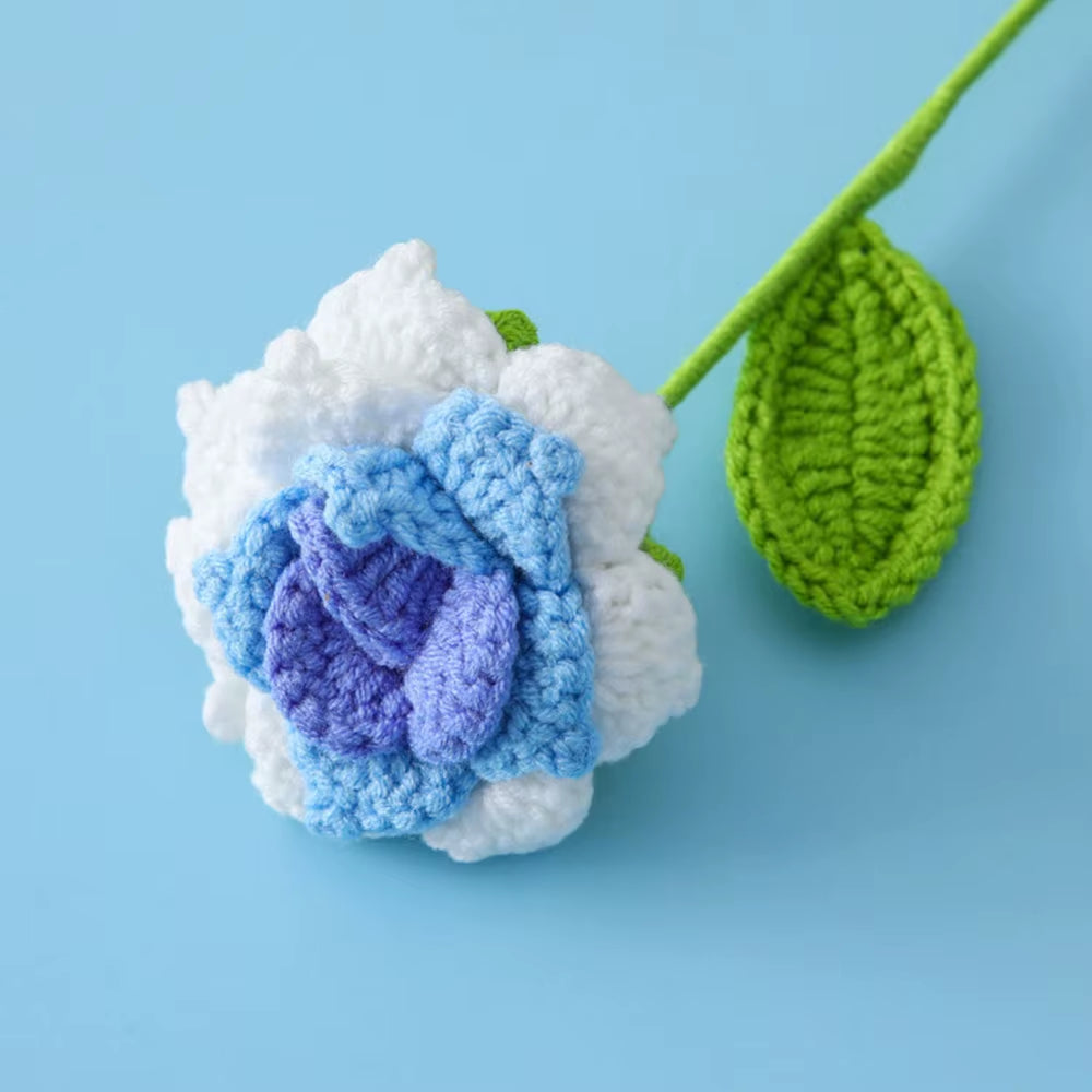 Hand Woven Roses Tulip Simulation Flower Preparation Handmade Flower Diy Wool Knitting Homemade Crochet Bouquet Finished Product