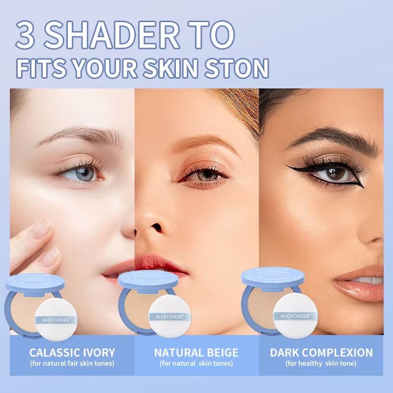 MAYCHEER Oil Control Matte Face Powder Long Lasting Setting Face Makeup with Mirror Pressed Powder