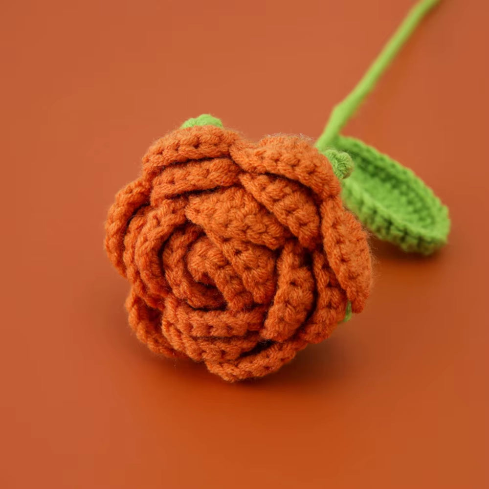 Hand Woven Roses Tulip Simulation Flower Preparation Handmade Flower Diy Wool Knitting Homemade Crochet Bouquet Finished Product