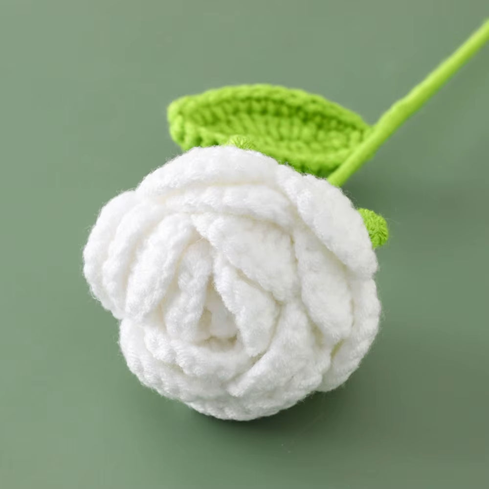 Hand Woven Roses Tulip Simulation Flower Preparation Handmade Flower Diy Wool Knitting Homemade Crochet Bouquet Finished Product