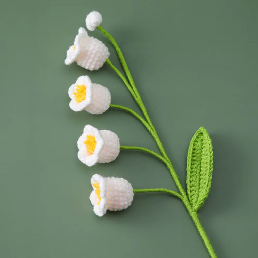 Hand Woven Roses Tulip Simulation Flower Preparation Handmade Flower Diy Wool Knitting Homemade Crochet Bouquet Finished Product