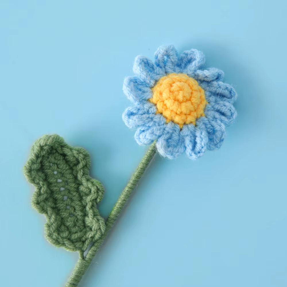 Hand Woven Roses Tulip Simulation Flower Preparation Handmade Flower Diy Wool Knitting Homemade Crochet Bouquet Finished Product