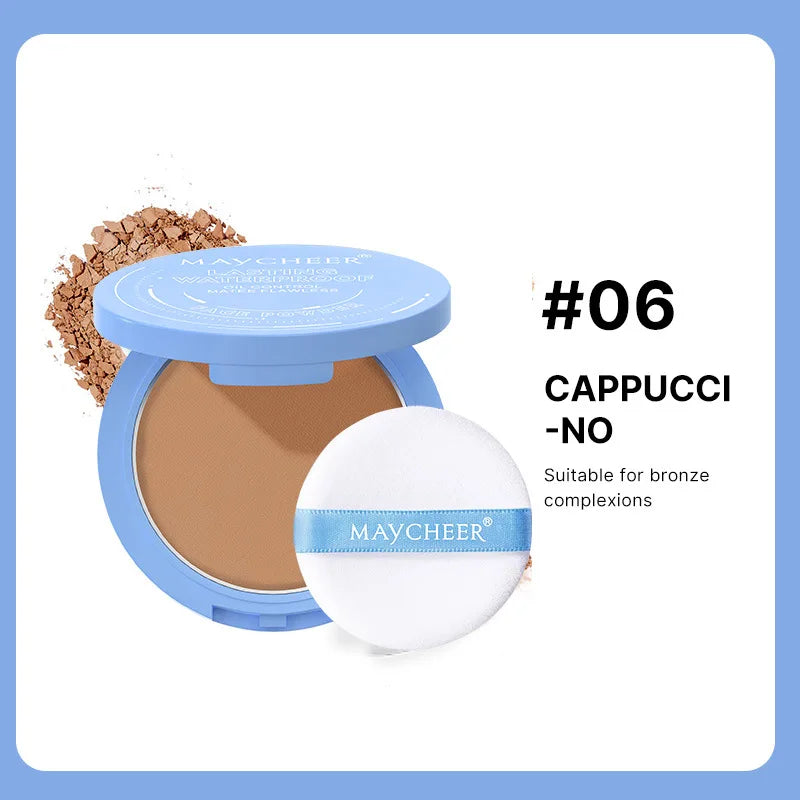 MAYCHEER Oil Control Matte Face Powder Long Lasting Setting Face Makeup with Mirror Pressed Powder