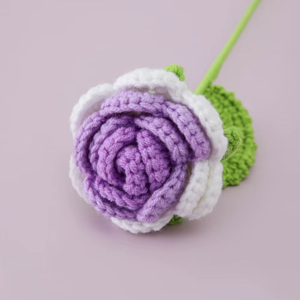 Hand Woven Roses Tulip Simulation Flower Preparation Handmade Flower Diy Wool Knitting Homemade Crochet Bouquet Finished Product
