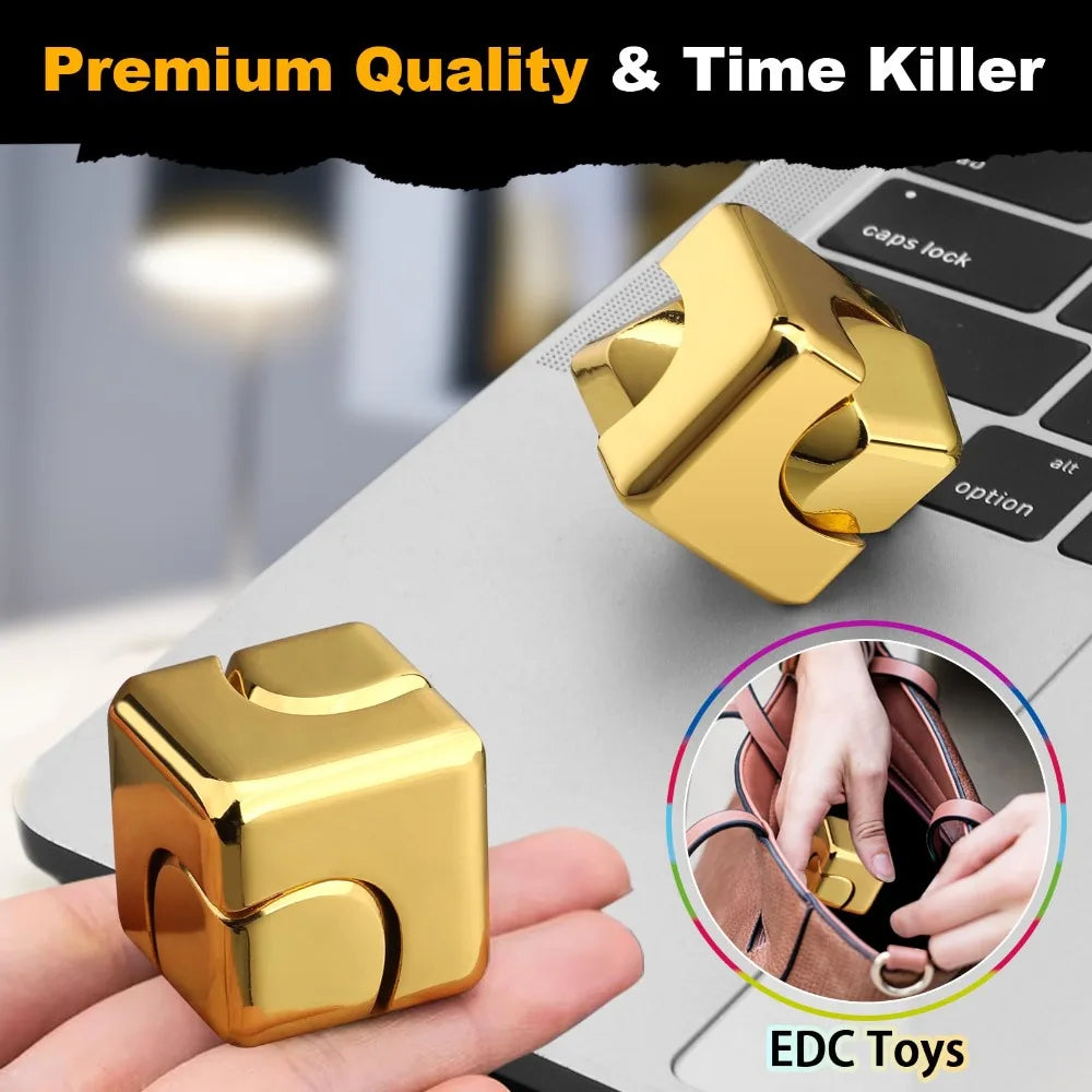 Alloy Cube Spinner Fingertip Gyroscope Fidget anti Stress Toys Adult Office Home Travel Portable Stress Relief Toys Xmas Gifts