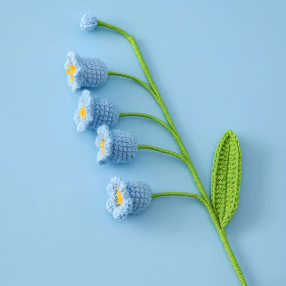 Hand Woven Roses Tulip Simulation Flower Preparation Handmade Flower Diy Wool Knitting Homemade Crochet Bouquet Finished Product