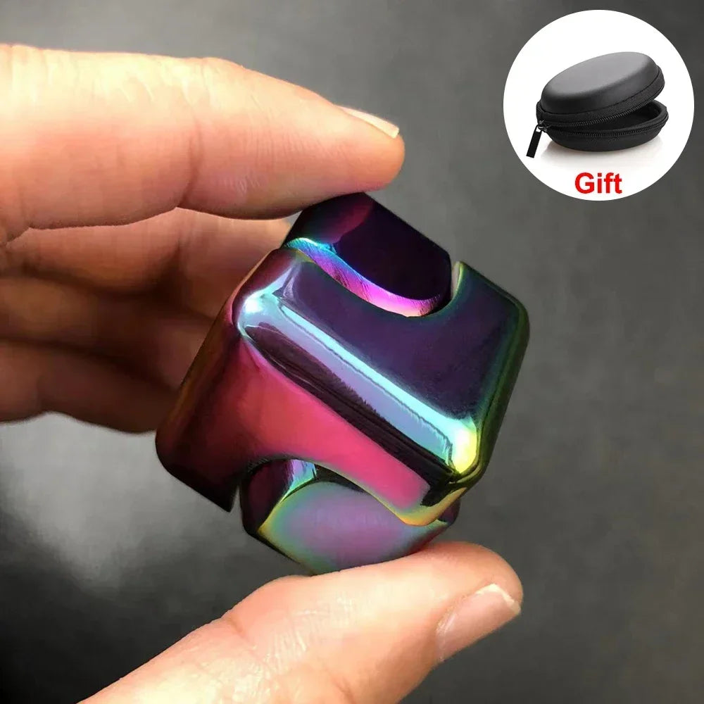 Alloy Cube Spinner Fingertip Gyroscope Fidget anti Stress Toys Adult Office Home Travel Portable Stress Relief Toys Xmas Gifts