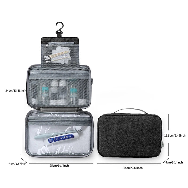 Waterproof Hanging Hook Toiletry Bag Large Folding Handbag Travel Makeup Cosmetic Razor Storage Organizer Case Bathroom Supplies