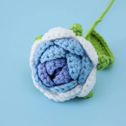 Hand Woven Roses Tulip Simulation Flower Preparation Handmade Flower Diy Wool Knitting Homemade Crochet Bouquet Finished Product