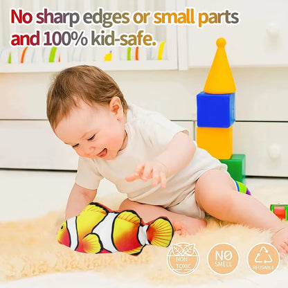 Electric Baby Sleeping Fish Toy 2.0 Non-Stop Auto Flopping Floppy Fish Cat Toy USB Rechargeable Wiggle Plush Toy for Baby & Cat