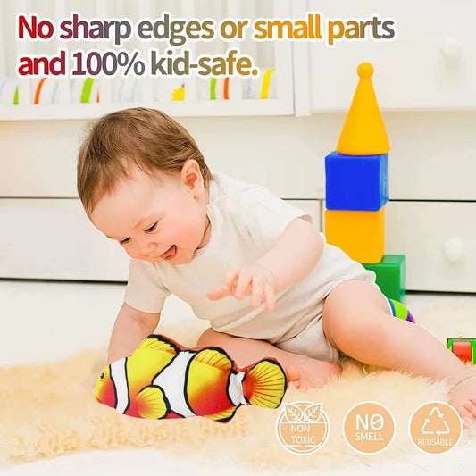 Electric Baby Sleeping Fish Toy 2.0 Non-Stop Auto Flopping Floppy Fish Cat Toy USB Rechargeable Wiggle Plush Toy for Baby & Cat