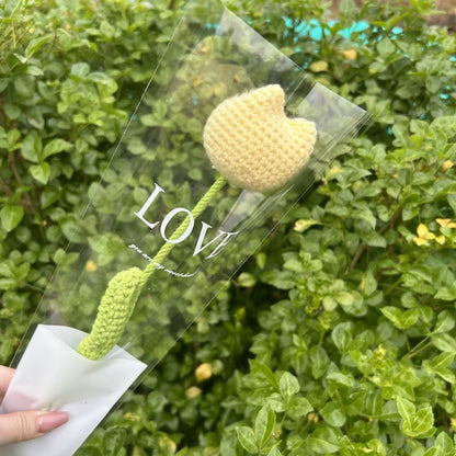 Hand Woven Roses Tulip Simulation Flower Preparation Handmade Flower Diy Wool Knitting Homemade Crochet Bouquet Finished Product