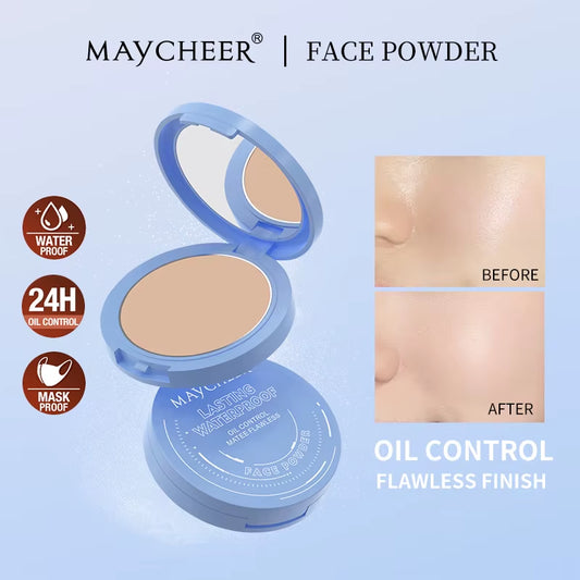 MAYCHEER Oil Control Matte Face Powder Long Lasting Setting Face Makeup with Mirror Pressed Powder