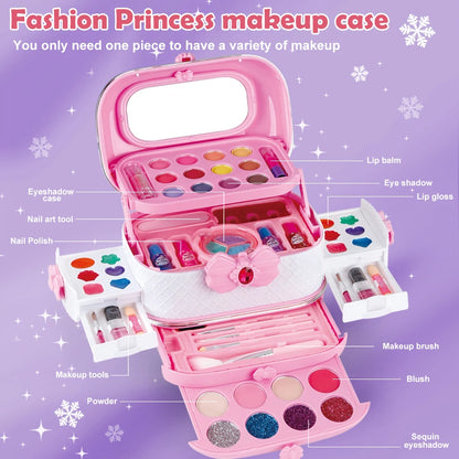 Kids Washable Makeup Girl Toys - Kids Makeup Kit for Girl, Real Make up Set, Little Girls Makeup Kit for Toddler Kid Children Pr