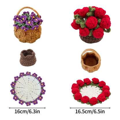 Mini Rose Bouquet Coaster Crochet Coaster Rose Flower Placemat Cup Pad Tea Coaster Mother'S Day Gift Crochet Flower