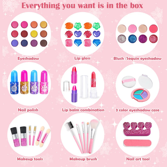 Kids Washable Makeup Girl Toys - Kids Makeup Kit for Girl, Real Make up Set, Little Girls Makeup Kit for Toddler Kid Children Pr