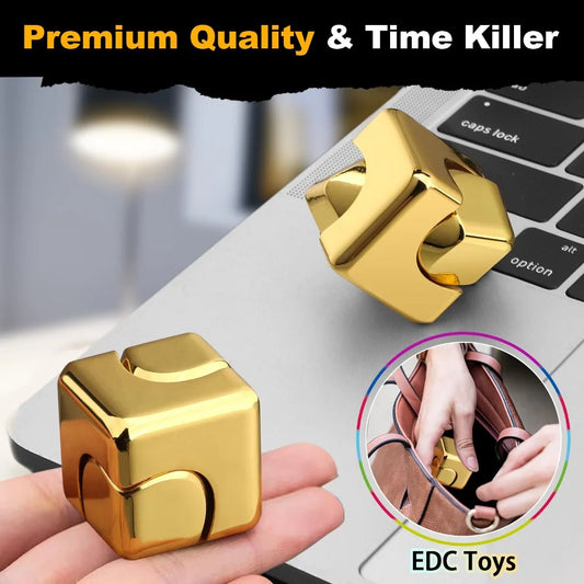 Alloy Cube Spinner Fingertip Gyroscope Fidget anti Stress Toys Adult Office Home Travel Portable Stress Relief Toys Xmas Gifts