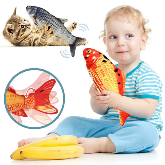 Electric Baby Sleeping Fish Toy 2.0 Non-Stop Auto Flopping Floppy Fish Cat Toy USB Rechargeable Wiggle Plush Toy for Baby & Cat